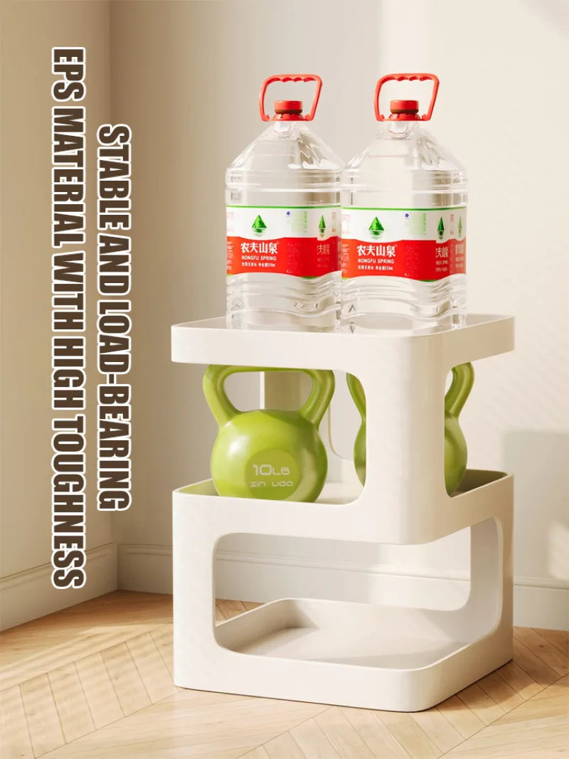 Modern Hallow-Out 2 Tier Super Heavy Duty White Plastic Square Shaped Curved Corners End Tables/Colors-Green/Black/White/ Size: 35cm x 35cm x 45cm