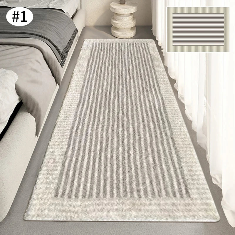 No-EN-Name-Null Modern Indoor Hypoallergenic Rectangle Shaped Persian Beige Striped Geometric Soft Fluffy Faux Cashmere Anti-Slip Bottom Fade-Resistant Non-Toxic Large Rugs/Hand Wash