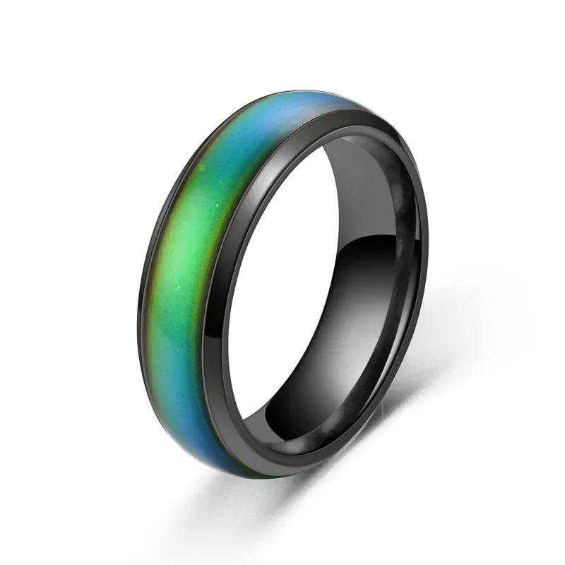Women Metal Imitation Geometric 5 Colors Changing Romantic Feelings Temperature Mood Band Rings/Ring Sizes: 5-6-7-8-9-10-11-12/Colors-Green/Blue/Gold/Multicolor/Geometric