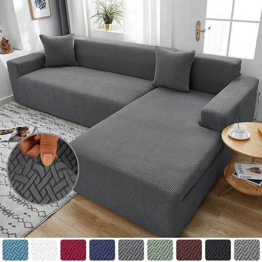 Jacquard L-shaped Sofa Cover For Living Room(Composed of 2 pieces),Elastic Covers For Sofa,Sofa Seat Cover For Home,Home Decor