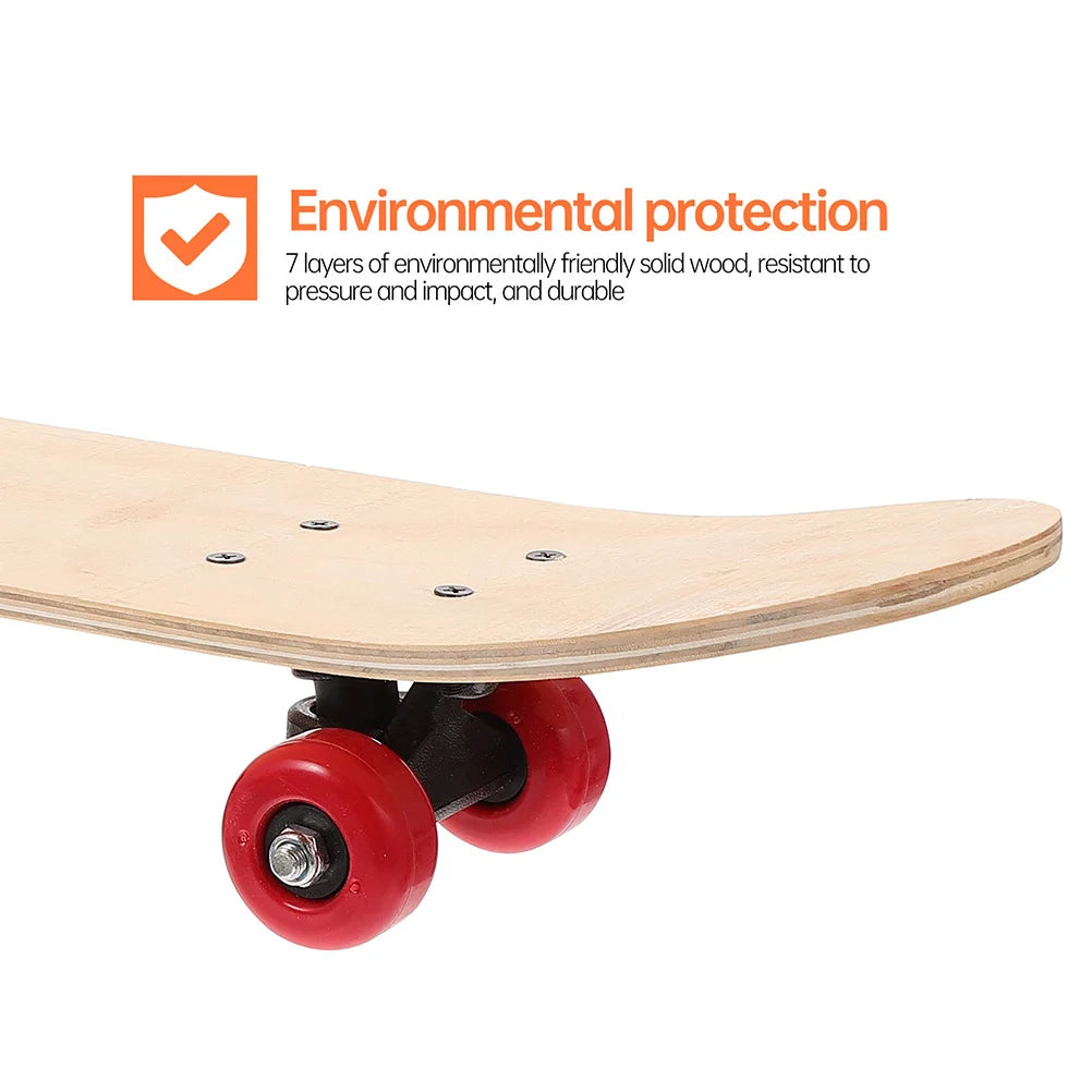 No-EN-Name-Null Outdoor Men-Boys Beginner DIY Blank Wood Deck Flat-Plate Stainless Steel-PVC Skateboard Longboards /Colors-Light Brown/Beige/Black/Red