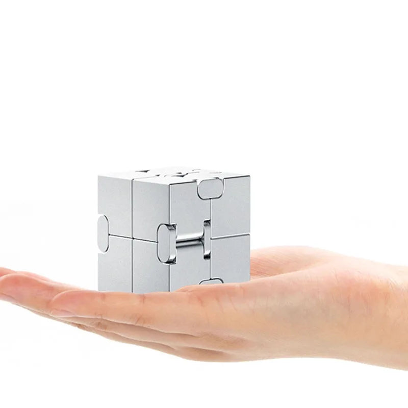 No-EN-Name-Null Small Frosted Blue Metal Square Infinity Cube Stress-Anxiety Relief Portable Flipping Twistable Improves Brain Thinking Executive Toys/Ages: 18 Years Old-Adults/Colors-Blue/Silver/Black/Gold/Gray/Multicolor