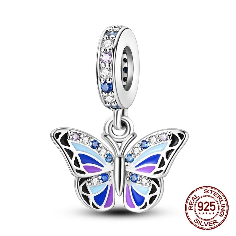 No-EN-Name-Null Women Sterling Silver Enamel Rainbow-Hot Air Balloon Design Fine Imitation Zircon Stone Glass Nuggets Beads Shaped Charms-Pendants/ Colors-Rainbow/Multicolor/Silver/Pink/Animal/Floral