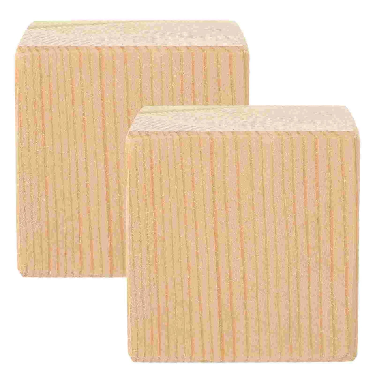 No-EN-Name-Null 2 PCS Heavy Duty Furniture-Bed Raising Beige-Brown Solid Wood Blocks