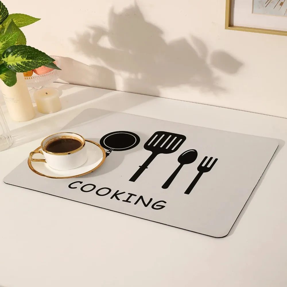 VIKAMA Anti-Slip Waterproof Kitchen Geometric Dish Drainage Mat