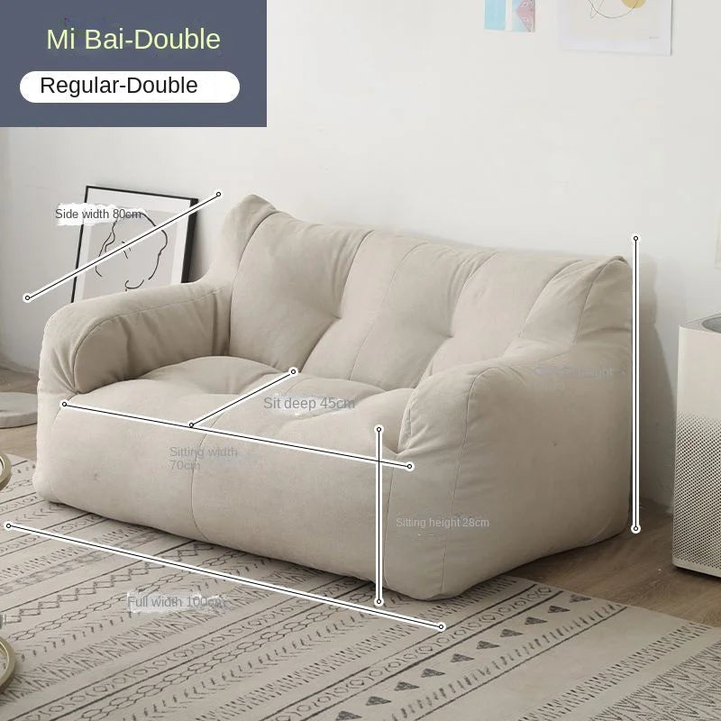 OMGD Modern Medium Firmness Wear-Resistant Removable Washable Soft Plush Thick White Upholstered Padded Breathable Polyester Cotton-Linen Fabric Cushions One Person OMGD Lazy Double Chaise Lounges Sofas/Colors-Beige/Gray/White