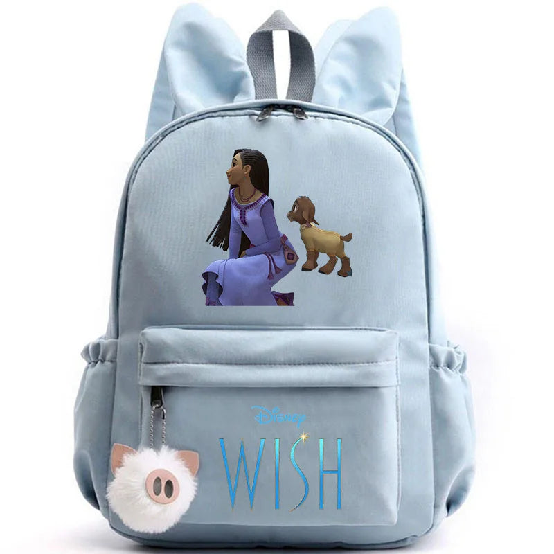 Disney Kids Cute Cartoon Wish Movie Large Waterproof Pink Nylon Fabric School Backpacks