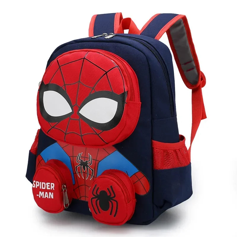 Disney's Kids Lightweight Cute Cartoon Anime Spiderman 3D Theme Multicolor Nylon Fabric Double Zippers Exterior Pockets Adjustable Shoulder Straps-Handle School Backpacks/Laptop Compartment/Colors-Red/Blue/Multicolor/Animal
