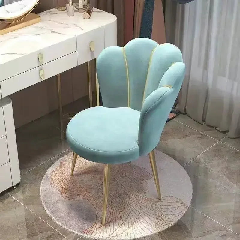 1PCS Upholstered Polyester Nordic Dining Chair w/ Backrest/Colors-White/Gray/Orange/Pink/Green/Black