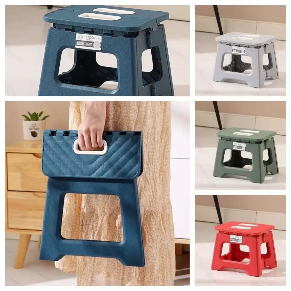 No-EN-Name-Null Modern Square Lightweight Plastic Folding Step Stools / Colors-Red/Blue/Green/ Grey/Size: 22.5x18.19cm(8.86x7.16in)