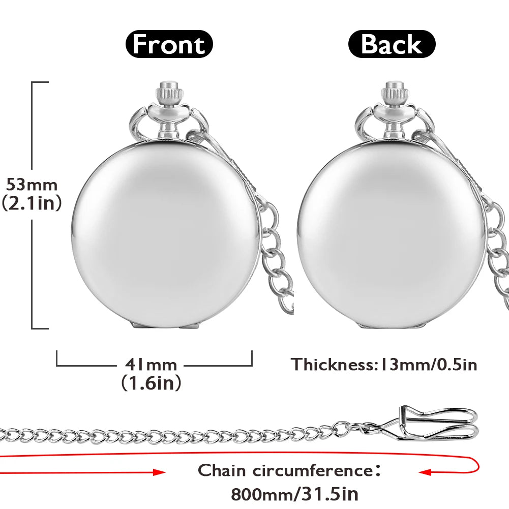 YISUYA Adults  Quartz Analog Display Acrylic Face Black Metal Alloy Round Shaped Case Roman Numeral Black Chain-Pocket Watches/Colors-Silver/Bronze/Gold/Black