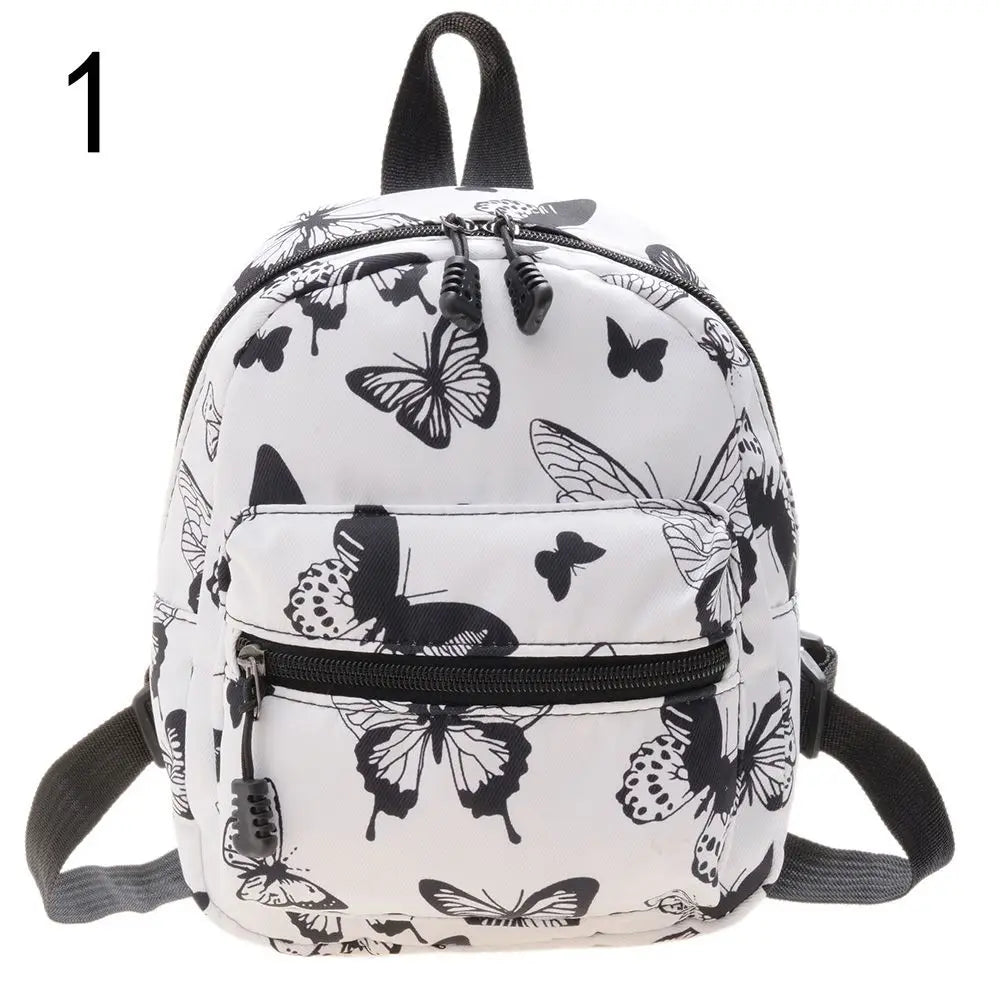 No-EN-Name-Null Women Mini Lightweight Waterproof Nylon Fabric Floral-Animal Print Design External Pockets Spandex Lining Shoulder Straps-Handle Rucksack Backpacks