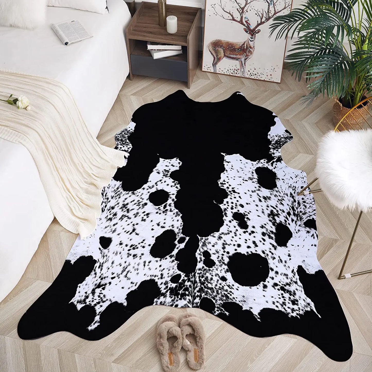 No-EN-Name-Null Indoor-Outdoor Modern Cowboy Theme Hypoallergenic Rectangle Shaped Nylon Soft Rustic Faux Cowhide Animal Printed Washable Synthetic Non-Slip Suede Backing Rugs/Colors-Multicolor/Animal