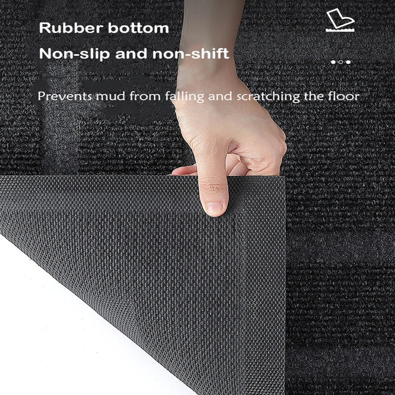JINLVYI Indoor-Outdoor Waterproof Solid Colored Black-Gray Rectangle Shaped Large Size Polyester Fabric Body Non-Slip Synthetic Rubber Base Flatweave Doormats/Colors-Black Gray/Rice Brown/Blue