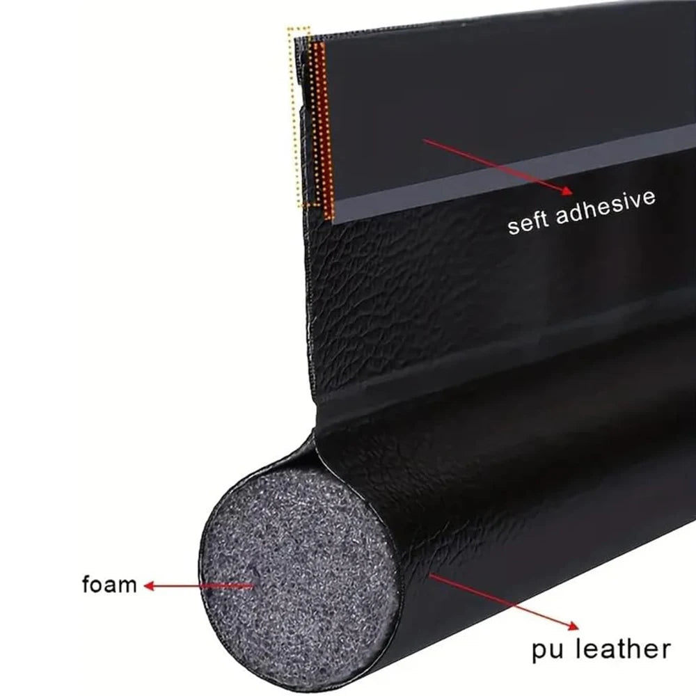 TFFAAI Round Self-Adhesive PU Leather Foam Cuttable Sound-Windproof Rubber Door Draft Stoppers/Colors-Gray/Black