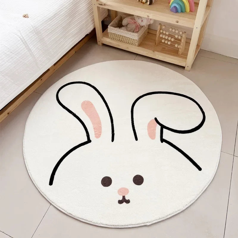 No-EN-Name-Null Printed Non-Toxic Quick-Dry Round Cute Cartoon Gray Animal Cat-Rainbow-White Clouds Nice Day Memory Form Cushion Anti-Slip Bottom Rugs/Colors-Animals/Rainbow/Multicolor/White/Pink/Black/Dots/Yellow/Blue/Geometric