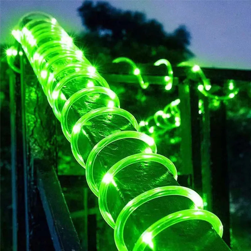 No-EN-Name-Null Outdoor Waterproof Multicolor Festoon Fairy Tube Plastic Body LED Dimmable Solar-Powered Cottage Holiday Decoration Light Ropes-Strings /Colors-White/Black/Green/Purple/Pink/Yellow/Multicolor