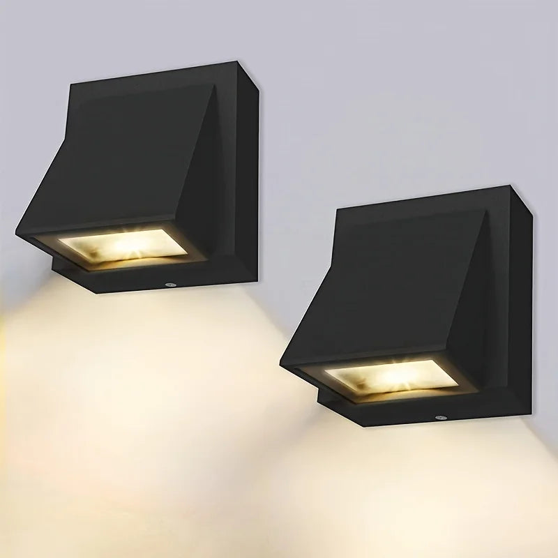 SUNMEIYI Waterproof Black Square Shaped Iron Finish Aluminum Metal Body Warm White LED AC-Powered Downward Wall Light Fixtures /Bulbs Included