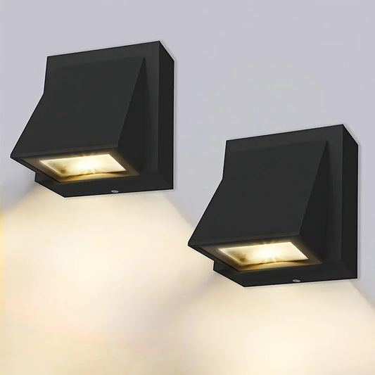 SUNMEIYI Waterproof Black Square Shaped Iron Finish Aluminum Metal Body Warm White LED AC-Powered Downward Wall Light Fixtures /Bulbs Included