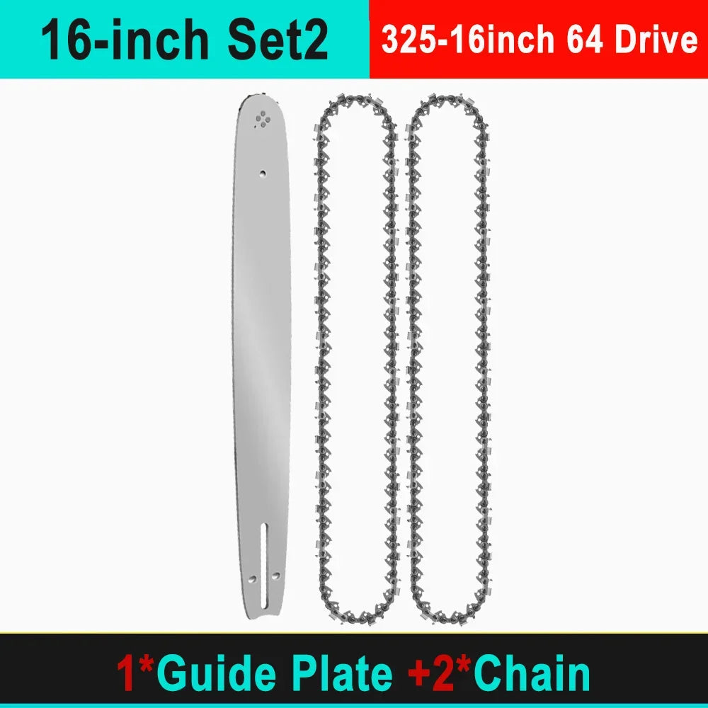 No-EN-Name-Null Outdoor Professional Grade 16-inch Silver Guide Plate 64 Drive Links Gasoline-Powered Gray-Black Hardened Alloy Steel Chainsaws/Optional : 1 PCS-4 PCS Chains