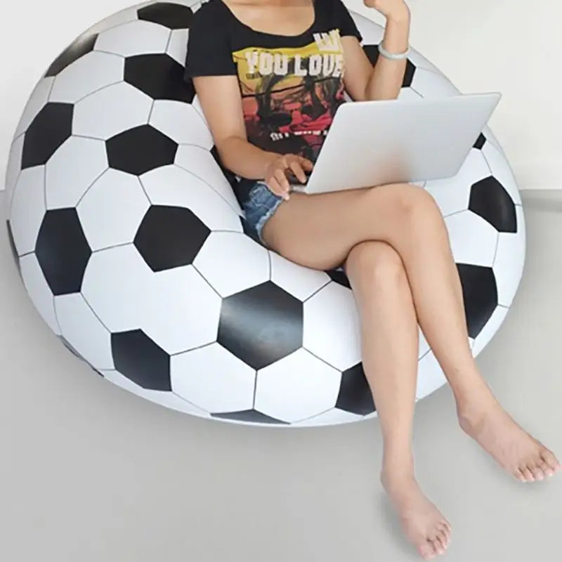 ZJMZYM Modern Indoor Soccer Ball-Basketball Sport Theme Round Shaped Vinyl Upholstery Inflatable Durable PVC Plastic PS Synthetic Multicolor Polyester One Person Lazy Bean Bag Chairs /Colors-Orange/Black/White/Multicolor/Geometric