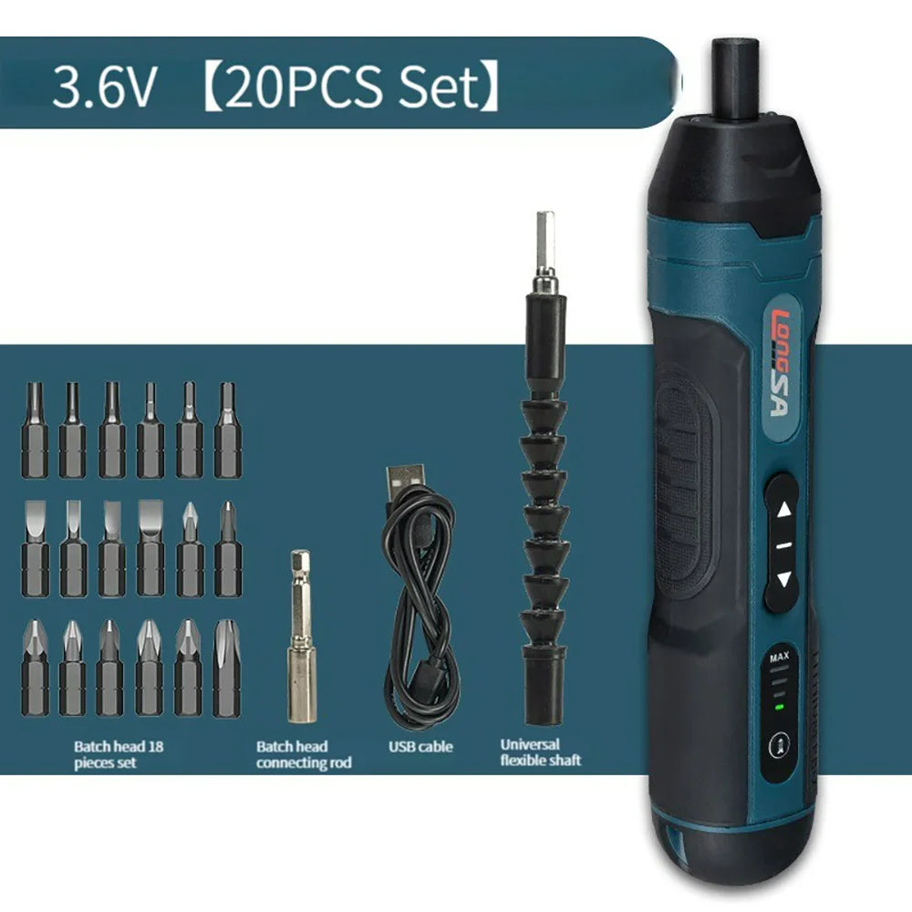 Large Torque Electric Screwdriver 0.15-7 Nm Manual Tool Ratchet Screwdriver Set Mini Electric Drill Hand Tools With Flashlight