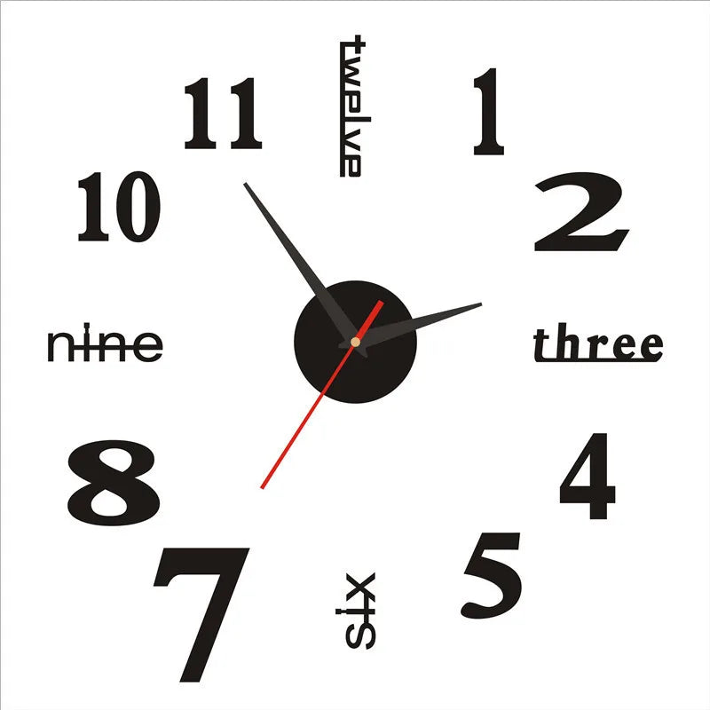3D ABSTRACT Plastic Luminous Round Face Acrylic Frameless DIY Mute Stickers Quartz Metal Wall Clocks/Colors-Silver/Black/Green