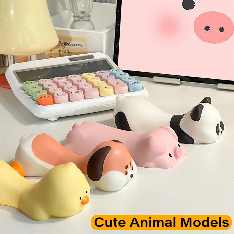 FENGKUABAO Customized Cute Adorable Panda-Duck-Dog-Cat-Pig-Rabbit-Shiba Inu-Frog Animal Shaped Soft Comfortable Silicone Ergonomic Support Wrist REST Computer-Laptop Mouse Pads/Colors-White/Pink/Yellow/Multicolor/Animals