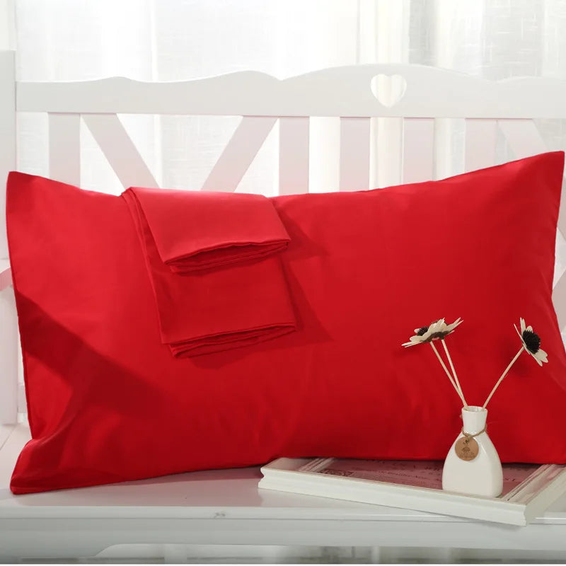 No-EN-Name-Null Modern Soft Strong Egyptian Cotton Silky Sateen Finish Red Rectangle Shaped Pillowcases/Queen-King Sizes/Colors-Red/Beige/White/Purple/Pink/Multicolor/400 Thread Count/Machine Wash/Tumble Dry/Traditional Closure