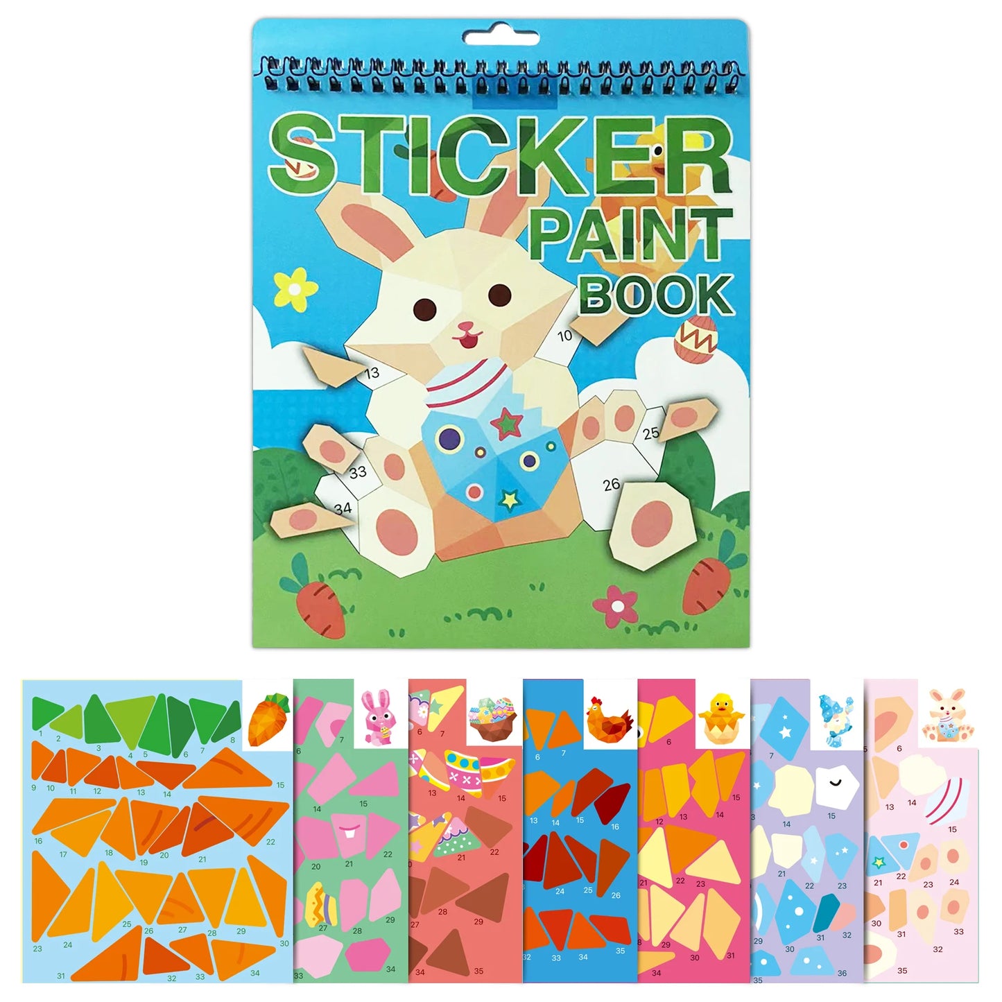 NULL Kids Multicolor Plastic-Cardboard Paper Unique Geometric Seven Different Animal Pictures Patterns Stickers Multicolor Paint By Numbers Brain Games Books Stickers-Stickers Machines/Ages 3-12 Years Old