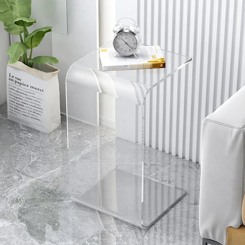 No-EN-Name-Null Modern Morocco Artistic U-Shaped Acrylic Glass Coffee Tables/ Size: 30cm x 30cm x 65cm/Colors-Clear Transparent/Amber/Smoky Gray/Orange