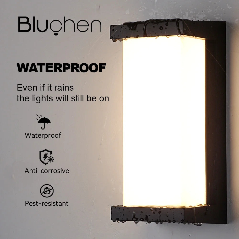 BLUCHEN EBUYBEST Outdoor Black-White Rectangle Shaped Plastic Body Warm White LED Light Anti-Corrosive Pest-Resistant Waterproof Wall-Mounted Porch Lights/Bulbs Included