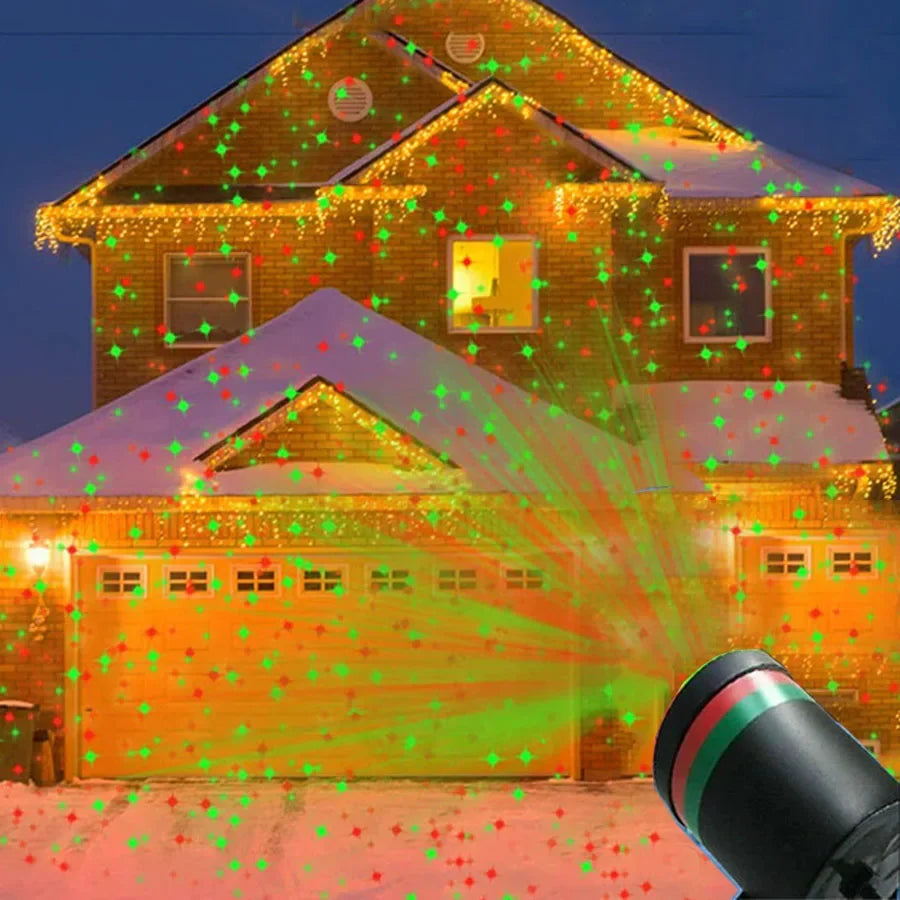 THRISDAR Outdoor Remote Control AC-Powered Dimmable Waterproof Full Sky Star Christmas Holiday Black Plastic Body Black-Red-Green LED Laser Projector Lights Seasonal-Holiday Decorations /USB Port/ Bulbs Included