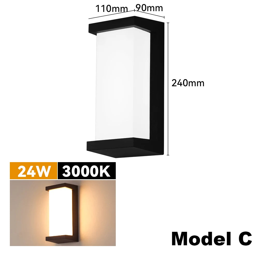 BLUCHEN EBUYBEST Outdoor Black-White Rectangle Shaped Plastic Body Warm White LED Light Anti-Corrosive Pest-Resistant Waterproof Wall-Mounted Porch Lights/Bulbs Included