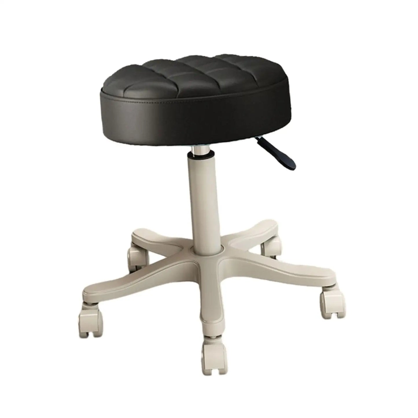 No-EN-Name-Null Commercial Grade Round Shaped Beige PU Leather Sponge Cushion Top Swivel Adjustable Height Metal Rolling 4-Wheels Adjustable Bar Stools/ Colors-Beige/White/Orange/Blue/Pink/Black
