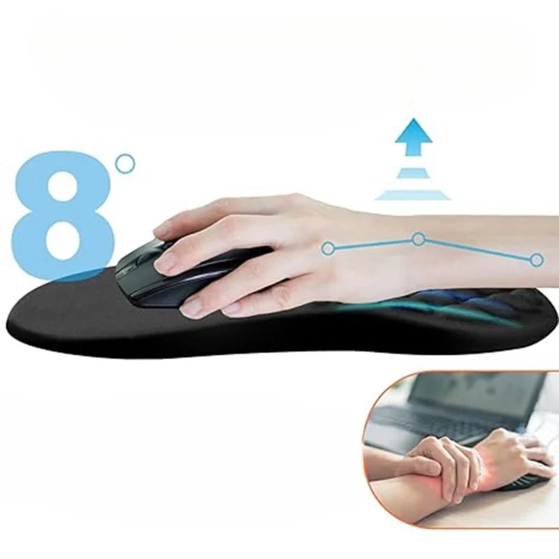 No-EN-Name-Null Anti-Sweating Breathable Free-Form Washable Natural Memory Cotton Inner Core Geometric Black-Multicolor Fabric Non-Slipping 8-Degree Sloped Design Wavy Diamond Pattern Massaging Soft Ergonomic Wrist Mouse Pads