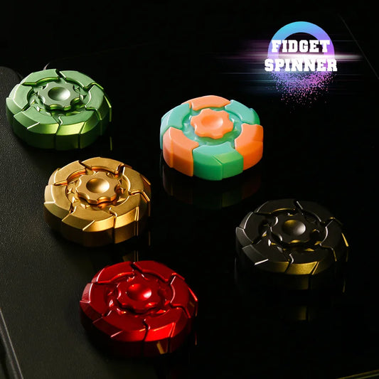 ABS Plastic Sci-Fi Tech Interface Hub Frame Fingertip Gyro Round Flat Rotating Spinning Glowing Light Effects Fidget Toys/Colors-Green/Gold/Red/Blue/Purple/Pink/Geometric/Multicolor/Ages: 13-18 + Years Older