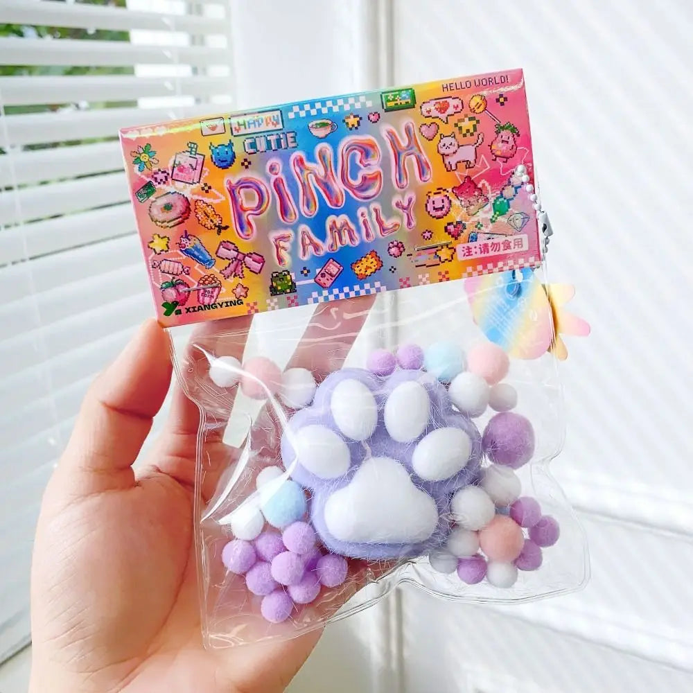 No-EN-Name-Null Kids Clear Transparent-Pink-Black Kawaii Cat Paws Pinch Squeeze Squishy Toys / For Ages: 6-18 Years Old/Colors- Black/Pink
