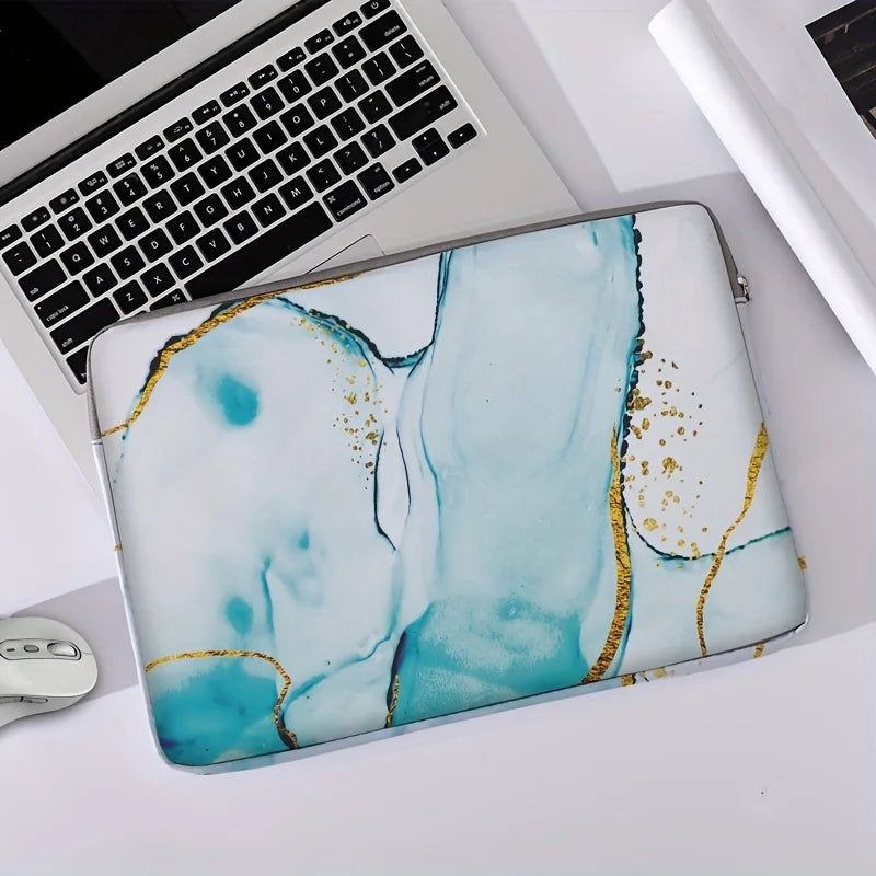 Marble Printed Laptop Polyester Zipper Briefcase Bag /Suitable for 14 inch Laptops/Colors-Purple/White/Blue/Multicolor