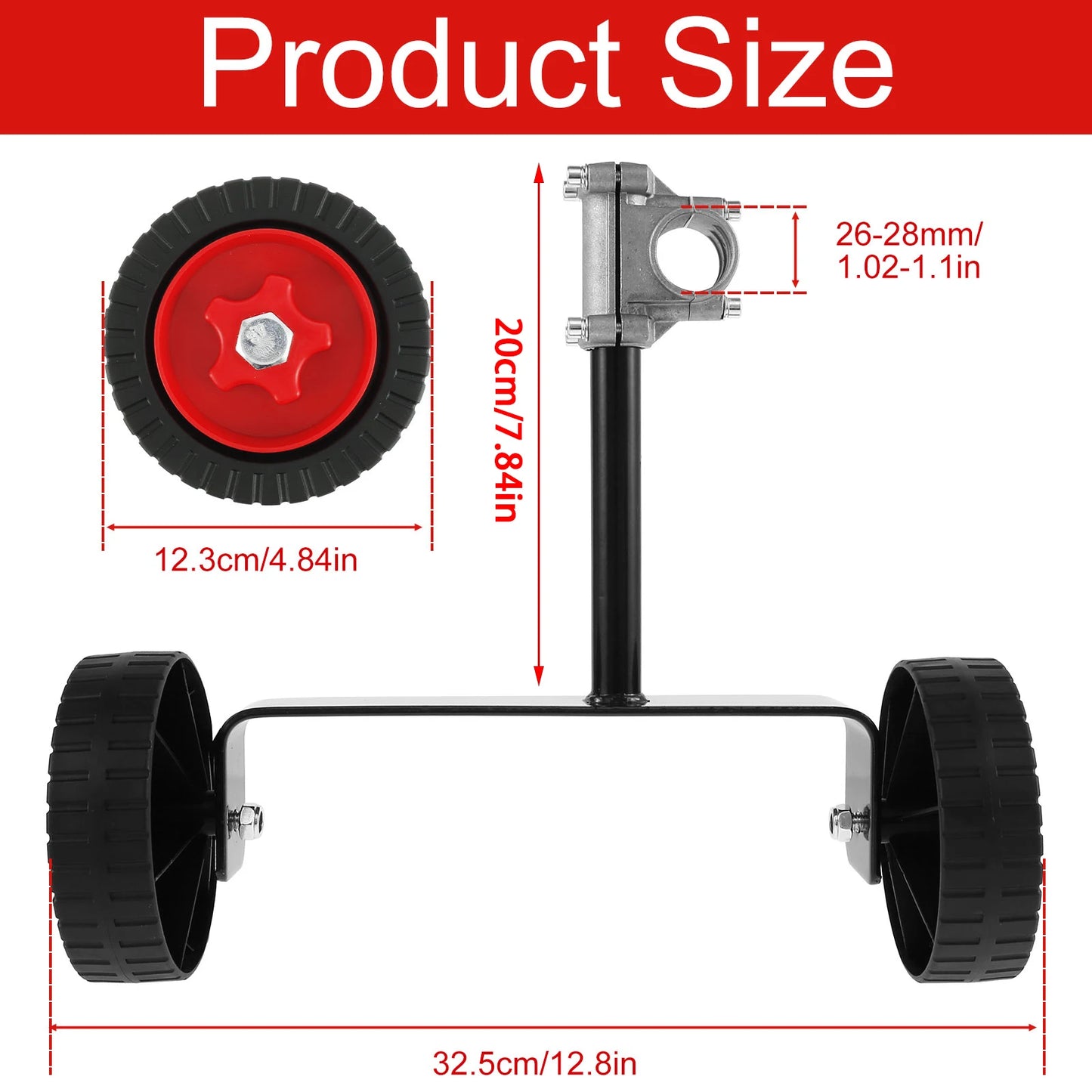 TOORISE Adjustable Height Weed-Grass Trimmers Black-Red Plastic Rollers Metal Support Wheels Weed Trimmer Accessories