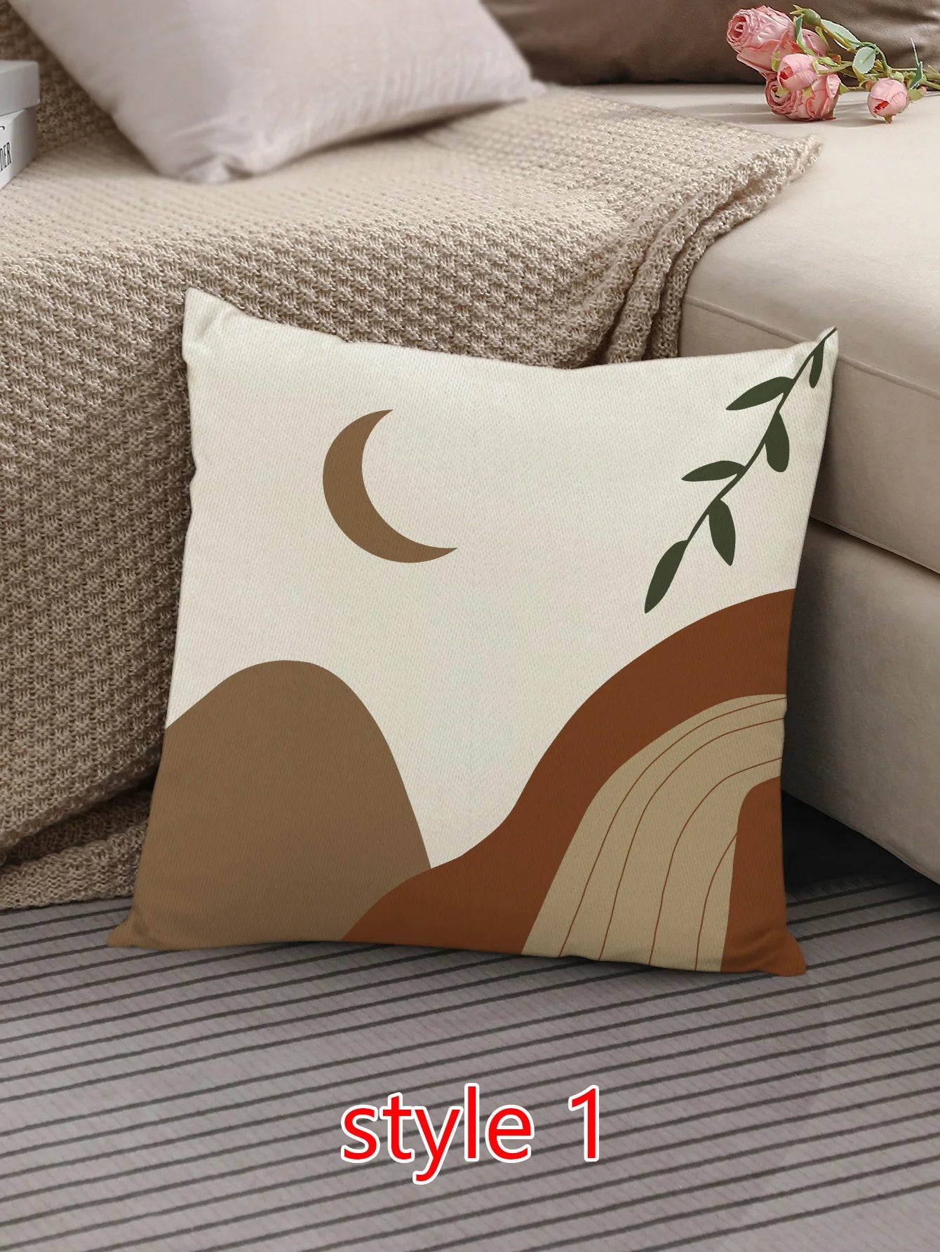 No-EN-Name-Null Decorative Square Polyester-Cotton Blend Fabric Single-Sided Boho Pillowcases/Colors-Beige/Brown/Multicolor/Floral/Geometric/Traditional Closure
