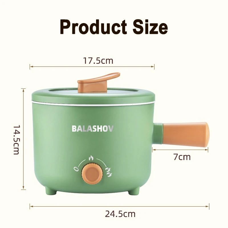 Green Non-Stick Automatic-Power Off Ceramic Stainless Steel Electric Cooker-Steamer Pots/Built-In Steam Rack/Removable Heat Insulated Handle