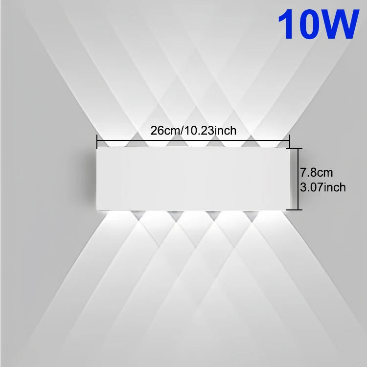 IQSCI Outdoor-Indoor Modern Waterproof Black-White Rectangle Shaped ABS Plastic Body AC-Powered Wall-Mounted Up-Down LED Lights Wall Light Fixtures