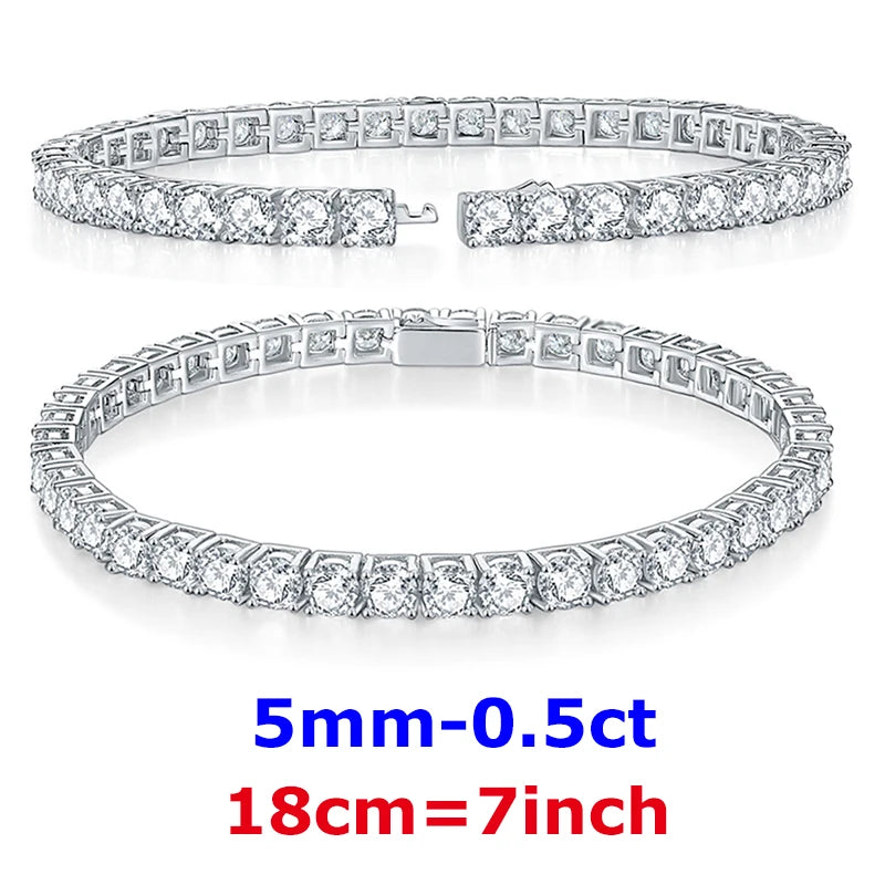 DJMAX 3-6.5mm Full Moissanite Tennis Bracelet For women Original 925 Sterling Silver Man's Moissanite Tennis Chain  New 2023