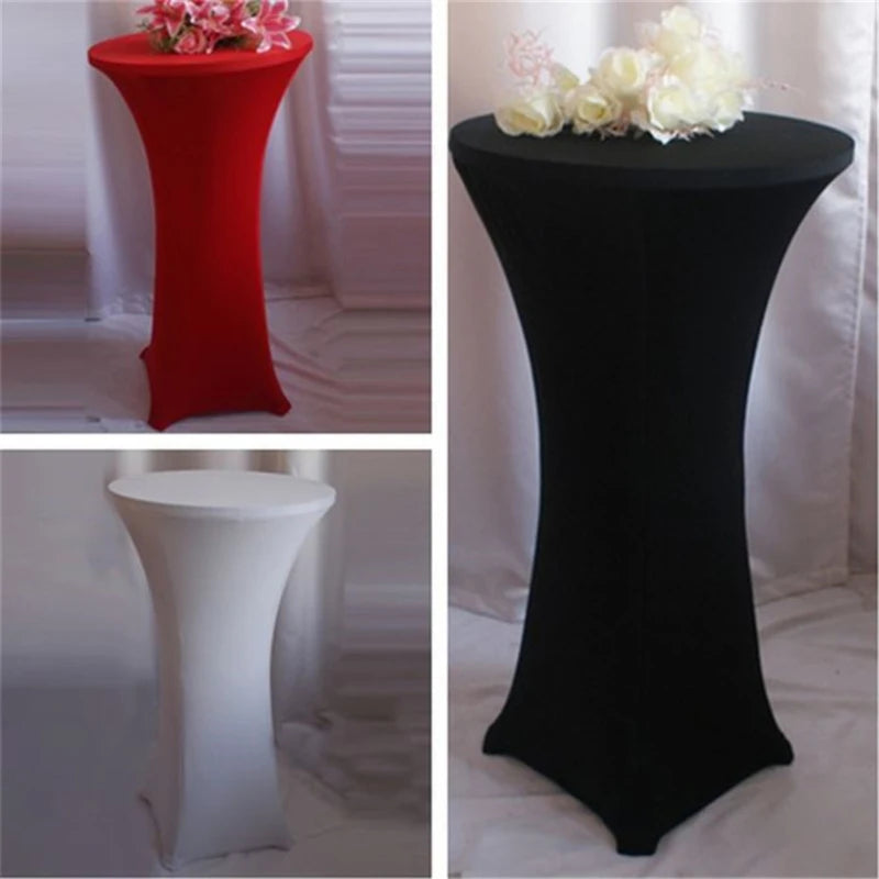 NULL Modern Black Round Shaped Soft Polyester Spandex Stretchable Table Cloths/Colors-White/Black/Red/For Weddings/Party/Hotel/Bar