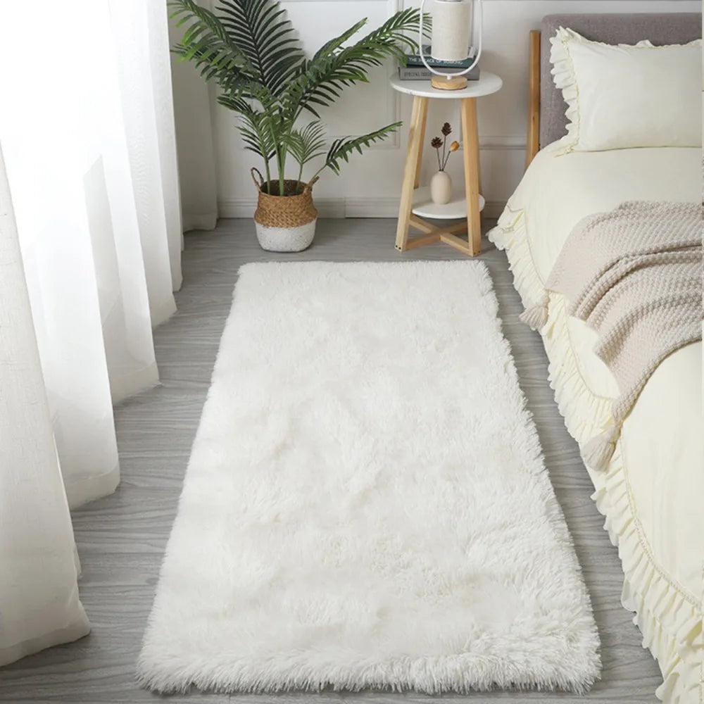 No-EN-Name-Null Indoor Modern Rectangle Soft Plush Thick Cut Imitation Wool Long Fluffy Non-Slip Acrylic Rugs/Colors-White/Gray/Beige/Pink/Hand-Machine Washable