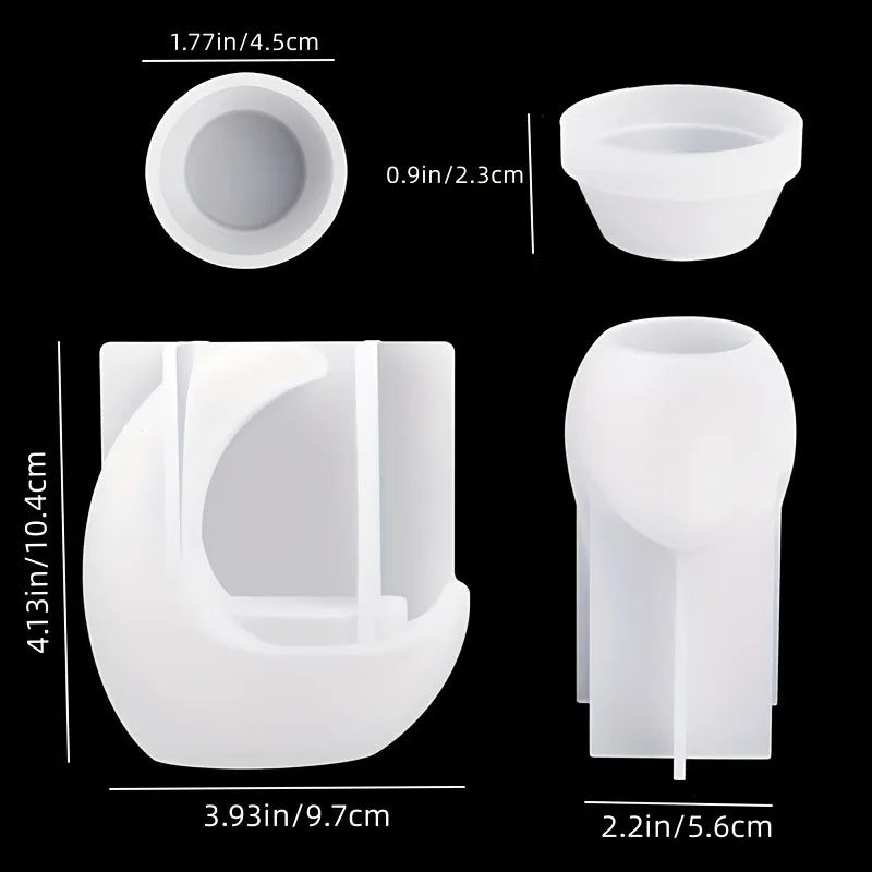 SILIKE LUFEI 3D Half-Moon Shaped Tea Light Candle Resin Silicone Milky White Craft Molds