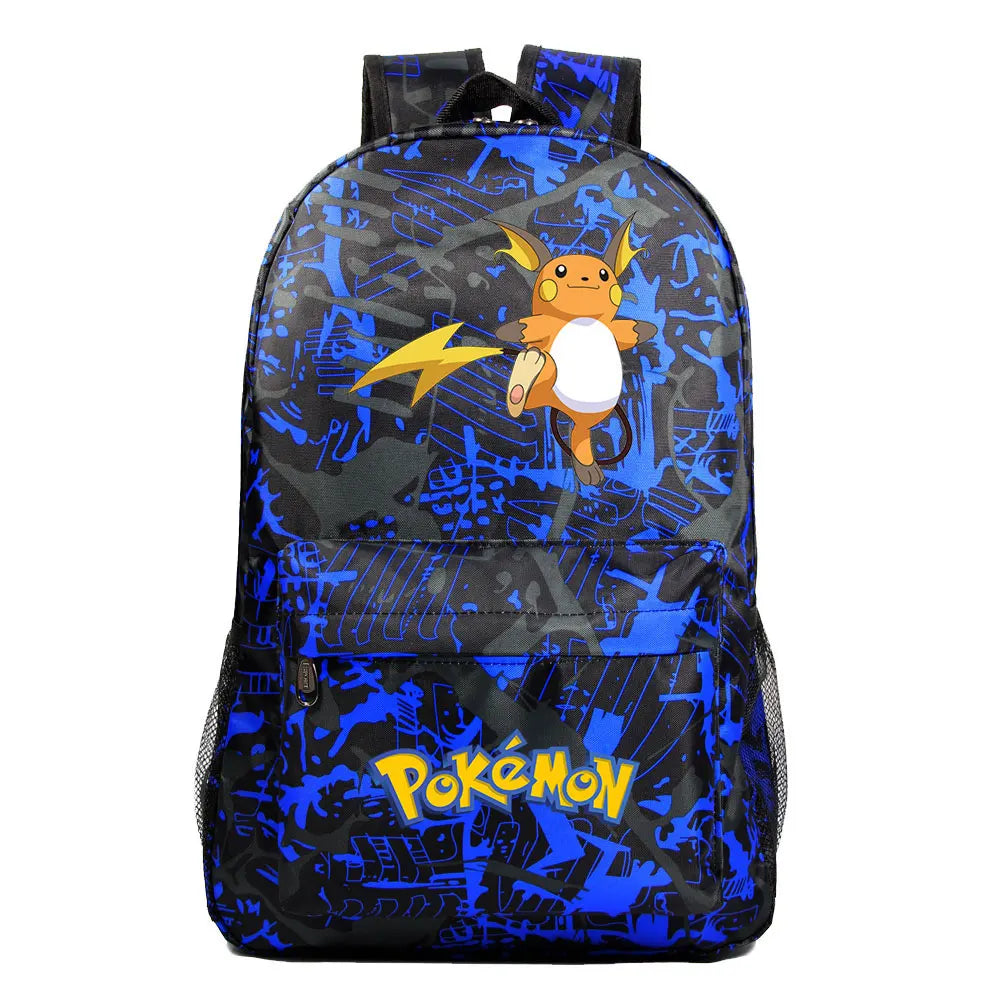 MINISO Kids Softback Waterproof Oxford Fabric Cartoon Anime Pokemon Design Adjustable Shoulder Straps-One Handle 15 Inch Laptop Single Compartment School Backpacks/Colors-Blue/Pink/Black/Multicolor