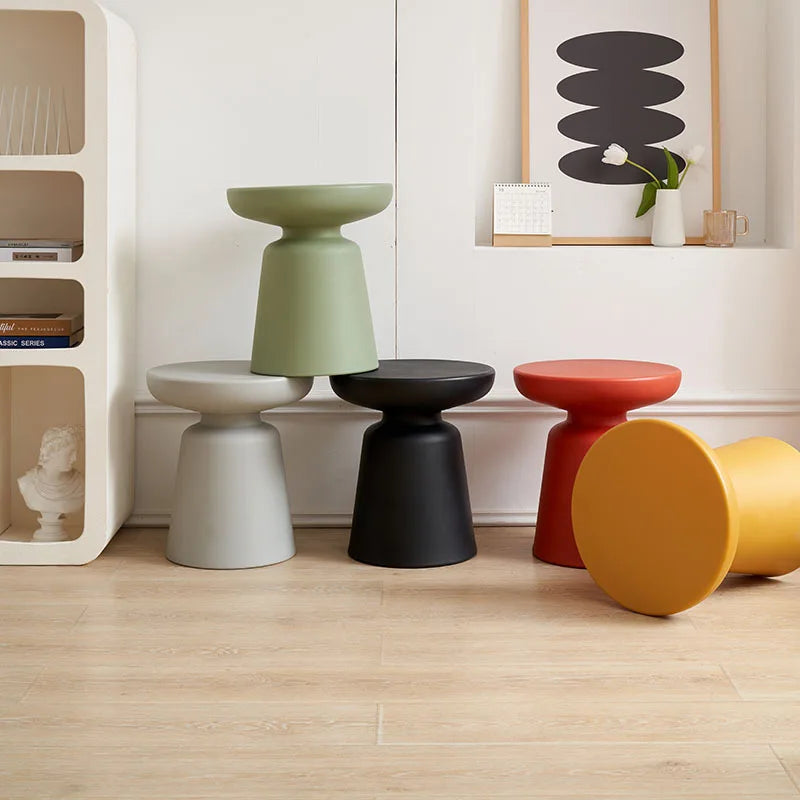 MODX Modern Black Round Shaped Low PP Wood Tea End Tables/Colors-Black/Light Gray/Yellow/Red/Green/Size: 44cm H x 39.5cm W