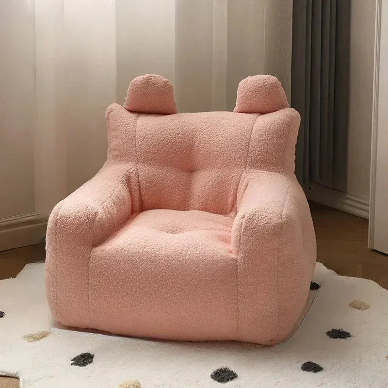 Kids Tri-Fabric Blend Washable Removable Cute Soft Armchairs/Colors-Beige/White/Yellow/Gray/Pink